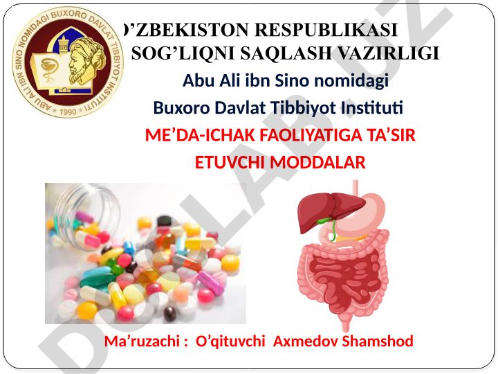 Me'da-ichak faoliyatiga ta'sir etuvchi moddalar
