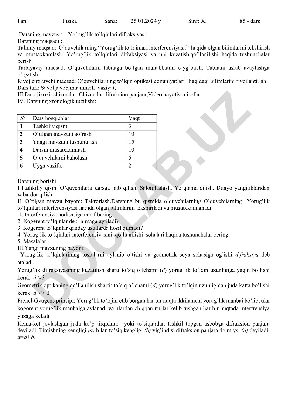Yo'rug'lik to'lqinlari difraksiyasi