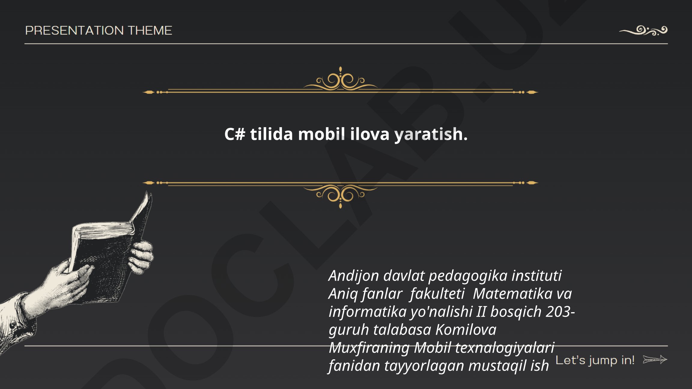 C# tilida mobil ilova yaratish