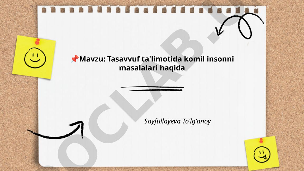 Tasavvuf ta'limotida komil insonni masalalari haqida