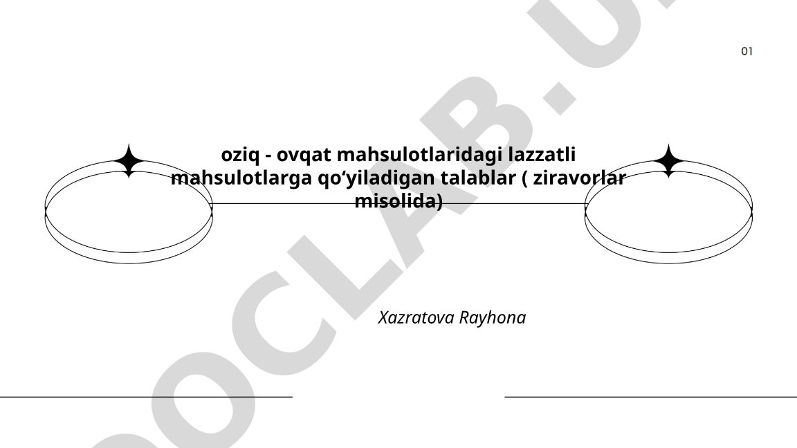 Oziq-ovqat mahsulotlaridagi lazzatli mahsulotlarga qo'yiladigan talablar (ziravorlar misolida)