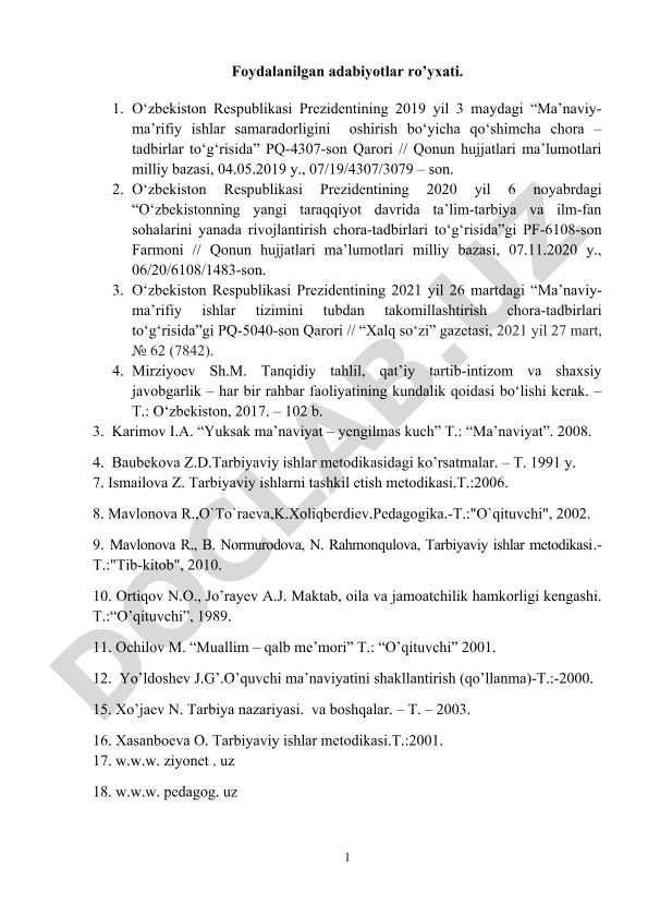 Ma'naviy-ma'rifiy ishlar va ta'lim-tarbiya sohasidagi qonun hujjatlari