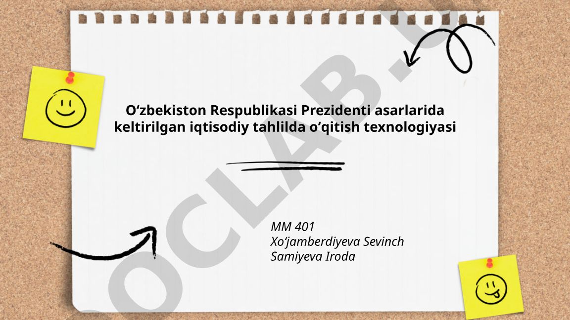 Prezident asarlaridagi iqtisodiy tahlilni o'qitish texnologiyasi