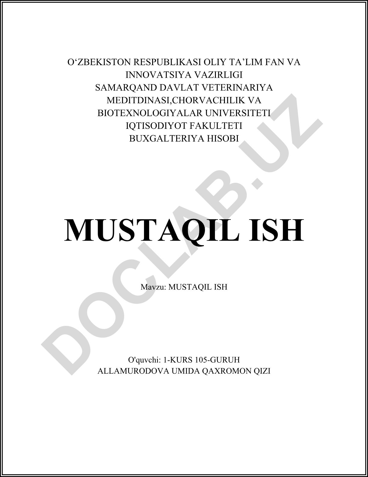 Mustaqil ishning ahamiyati, rejalashtirish va vaqtni boshqarish