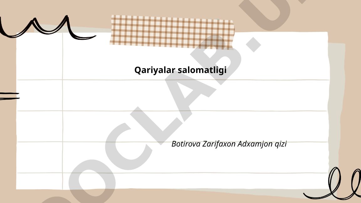 Qariyalar salomatligi va surunkali kasalliklarni boshqarish
