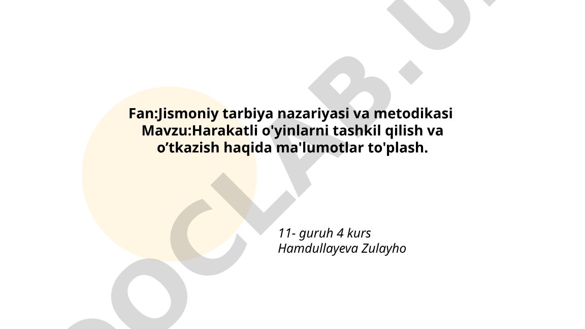 Harakatli o'yinlarni tashkil qilish va o’tkazish haqida ma'lumotlar to'plash