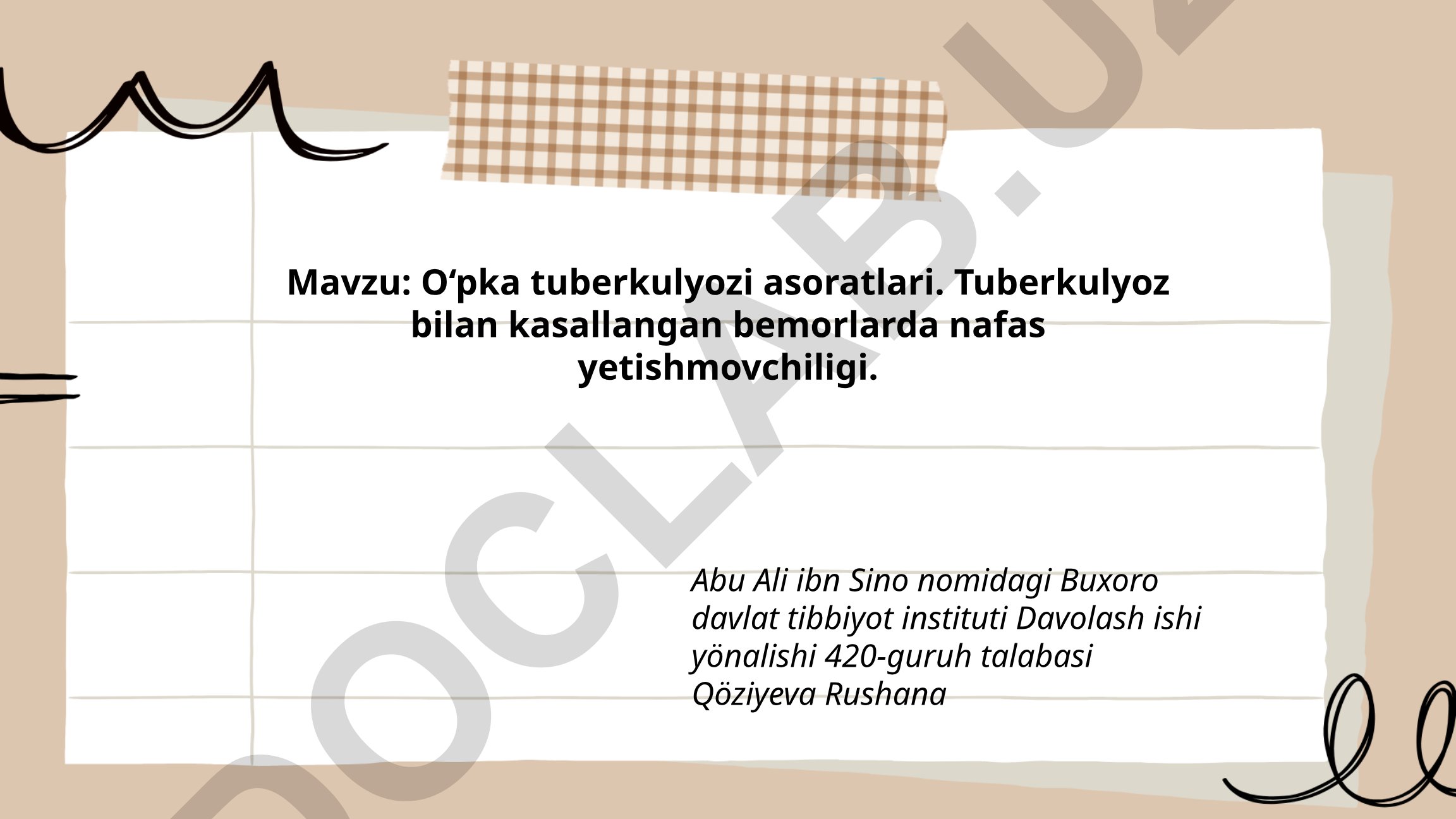 O‘pka tuberkulyozi asoratlari. Tuberkulyoz bilan kasallangan bemorlarda nafas yetishmovchiligi