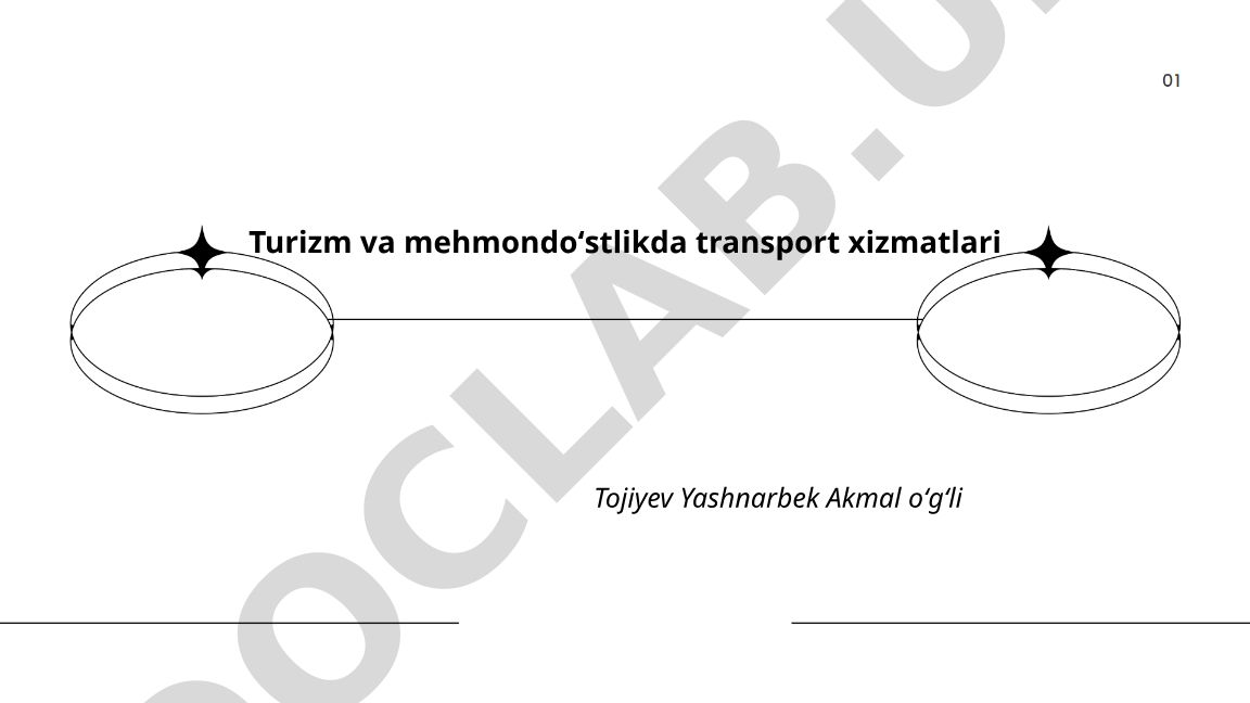Turizm va mehmondoʻstlikda transport xizmatlari