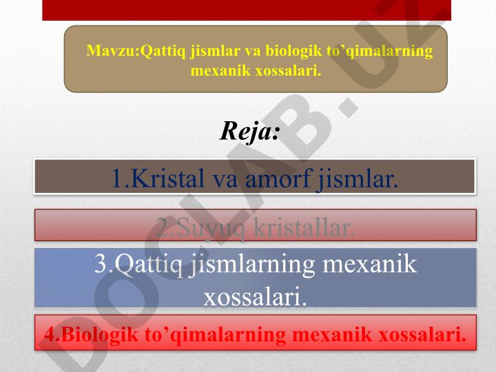 Qattiq jismlar va biologik to'qimalarning mexanik xossalari
