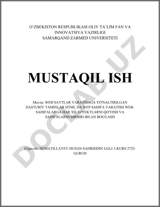 Web saytlar yaratishga yo'naltirilgan dasturiy taminlar HTML da wep sahifa yaratish