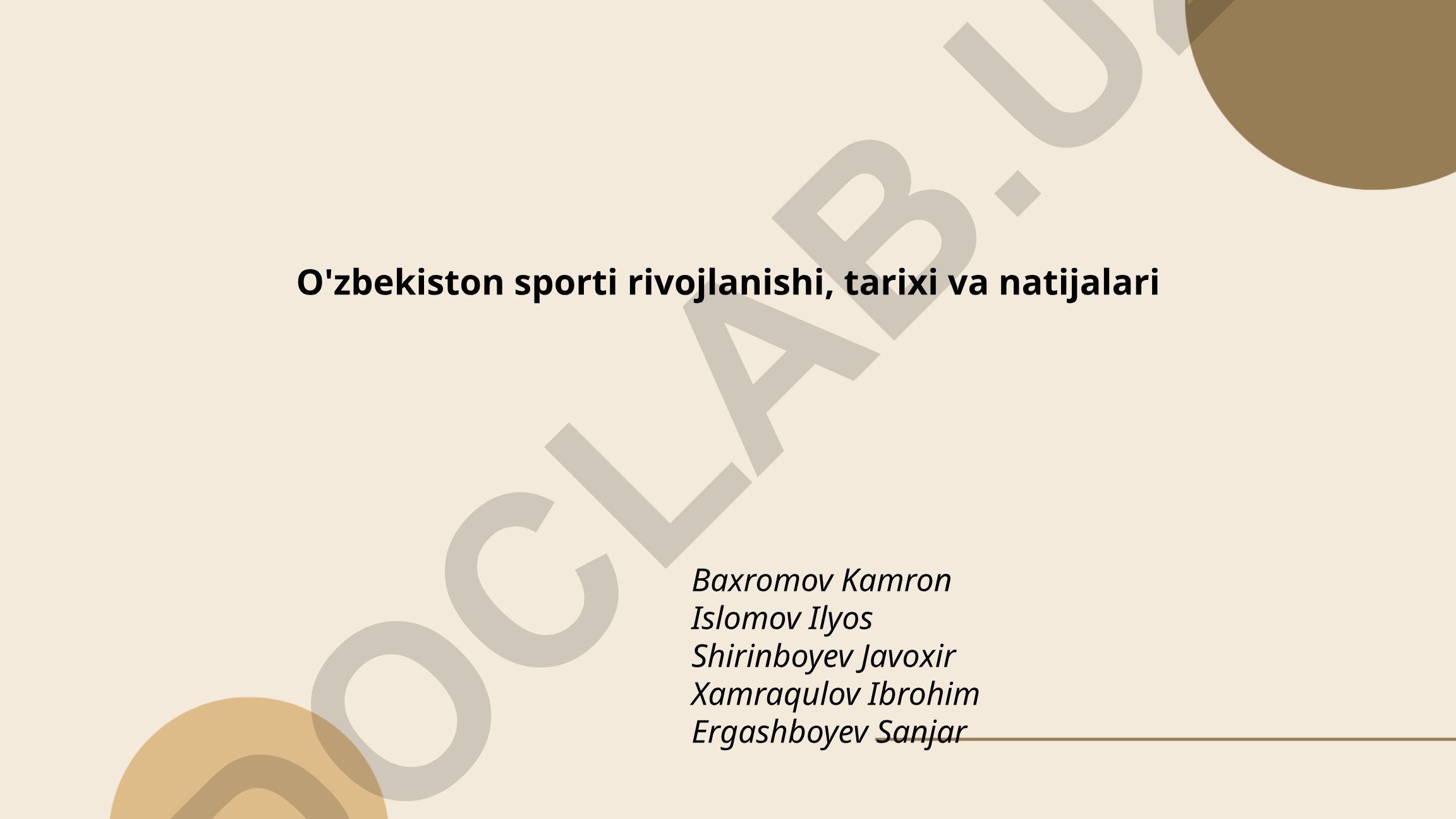 O'zbekiston sportining tarixiy rivojlanishi va mustaqillik davri