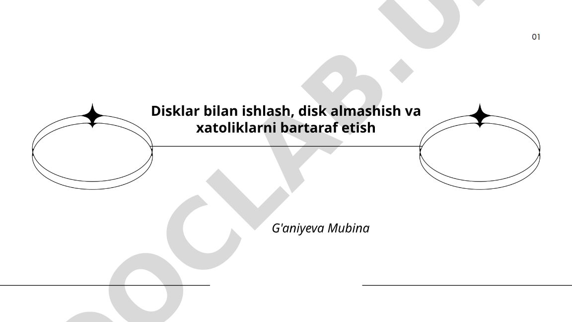 Disklar bilan ishlash, disk almashish va xatoliklarni bartaraf etish