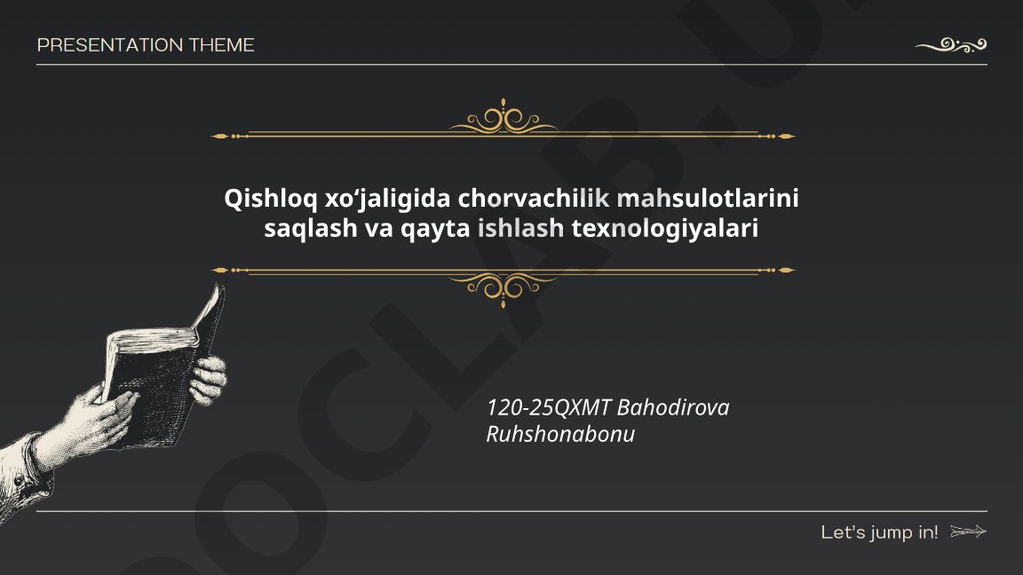 Qishloq xoʻjaligida chorvachilik mahsulotlarini saqlash va qayta ishlash texnologiyalari