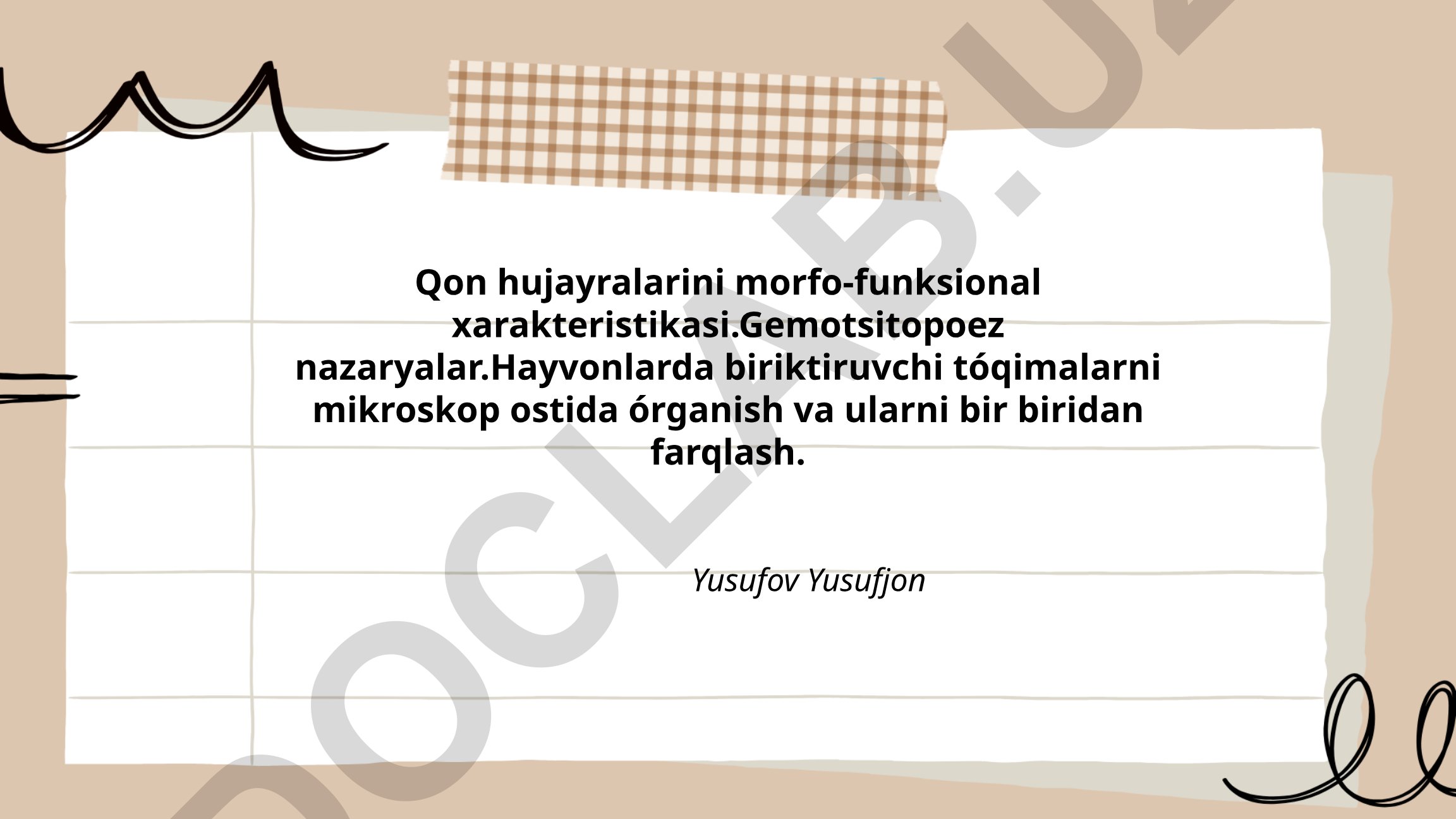 Qon hujayralarining morfo-funksional xarakteristikasi va gemotsitopoez nazaryalari