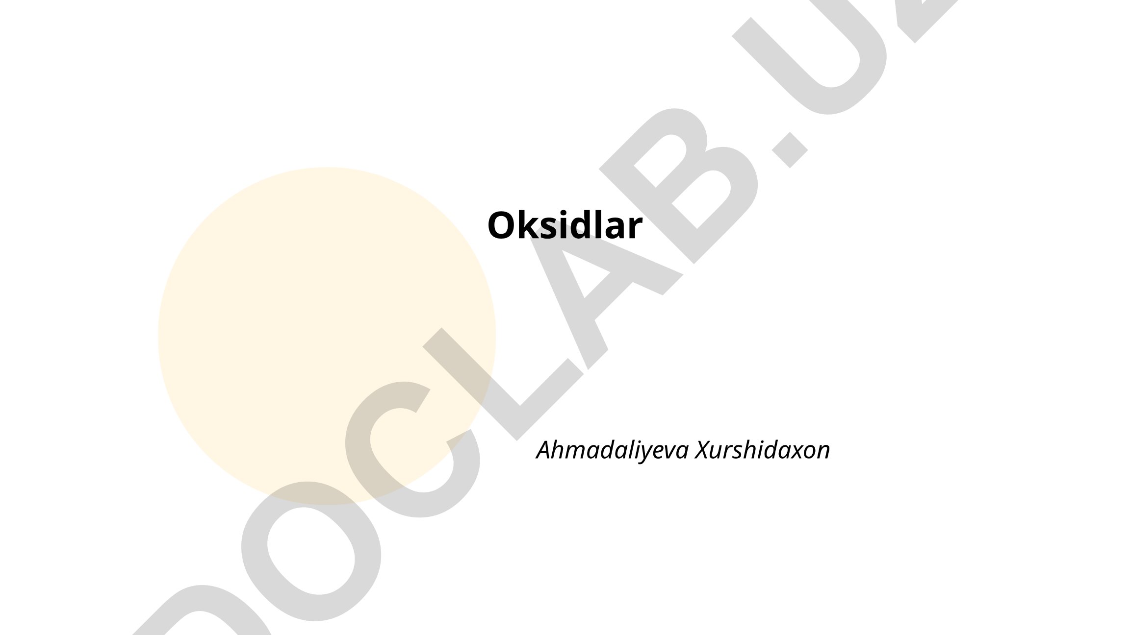 Oksidlar tasnifi va kislorodning vazifasi
