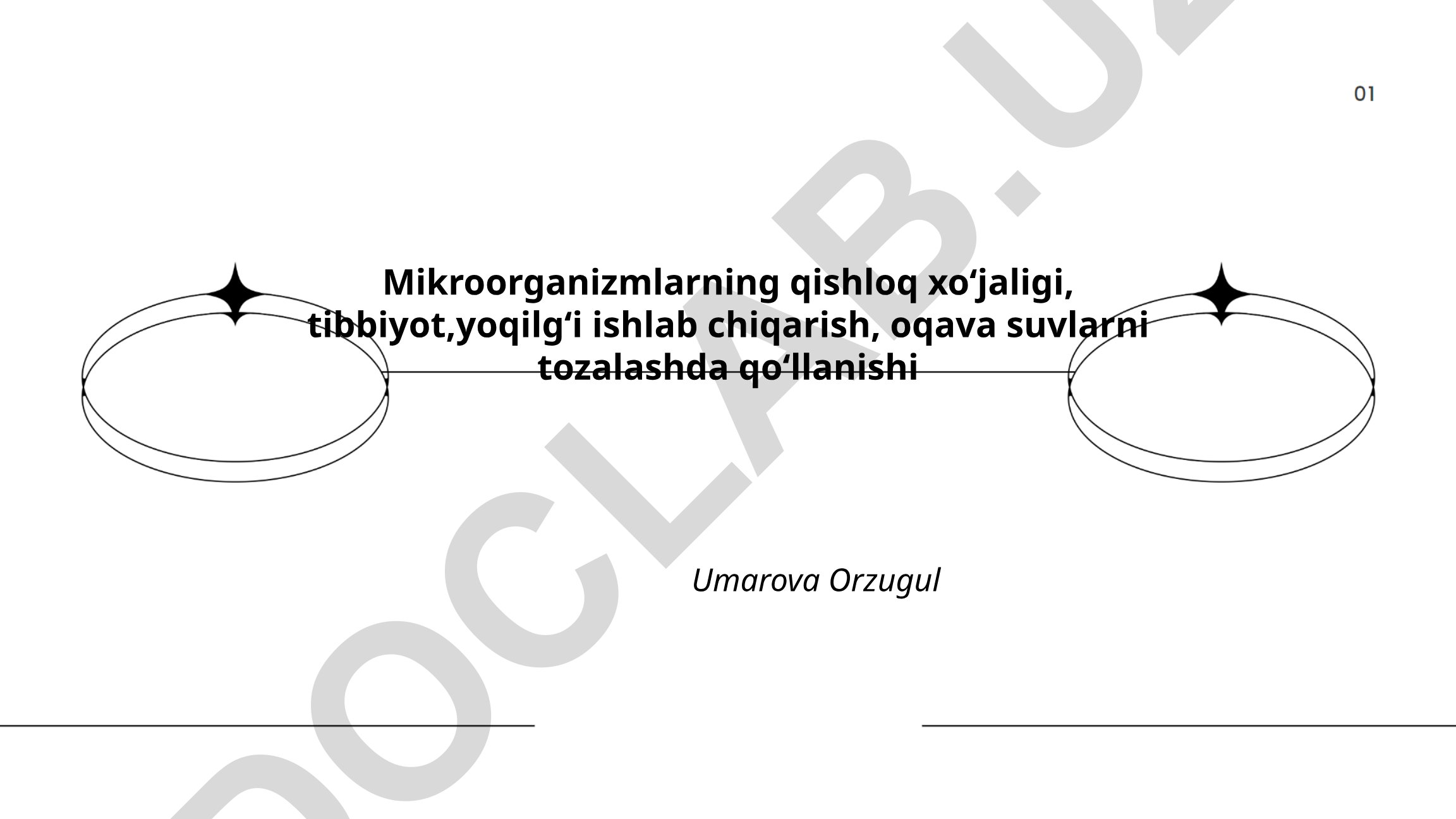 Mikroorganizmlarning qishloq xoʻjaligi, tibbiyot, yoqilgʻi ishlab chiqarish va oqava suvlarni tozalashda qoʻllanishi
