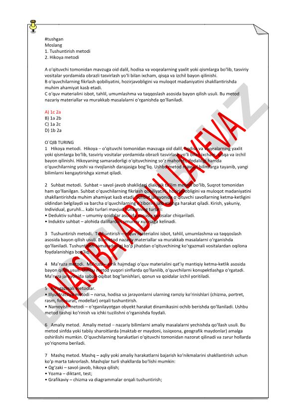 Tushuntirish va hikoya metodlari