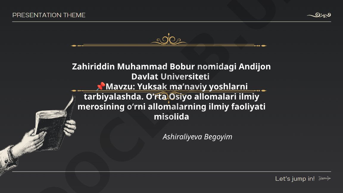 Yuksak maʼnaviy yoshlarni tarbiyalashda Oʻrta Osiyo allomalari ilmiy merosining oʻrni