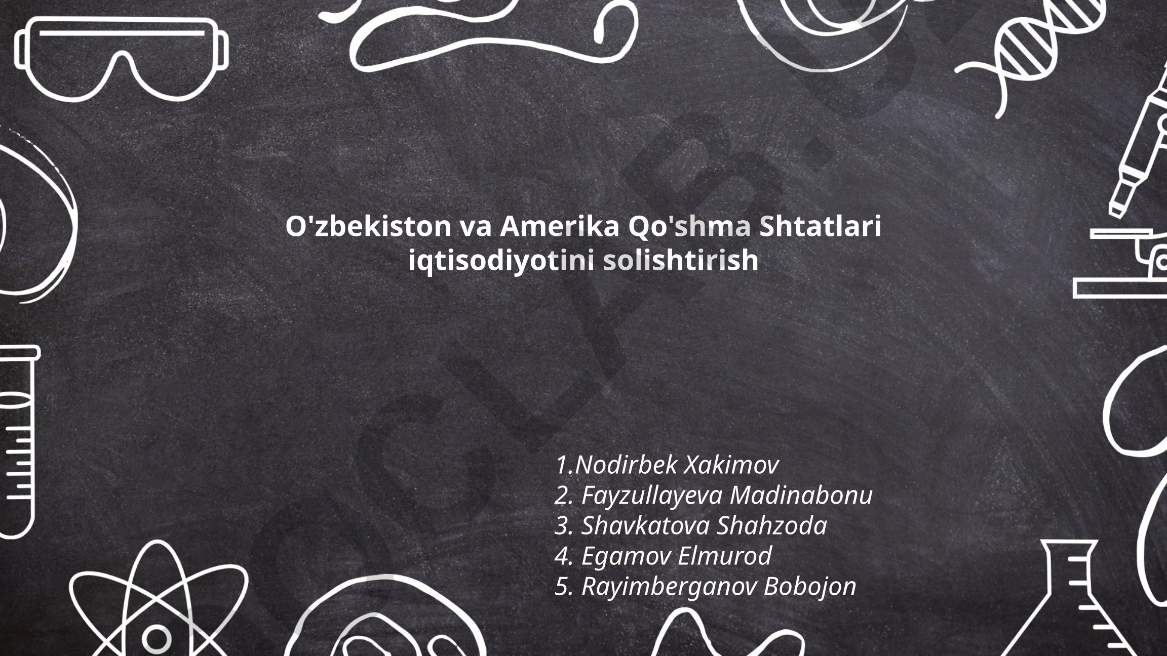 O'zbekiston va Amerika Qo'shma Shtatlari iqtisodiyotini solishtirish