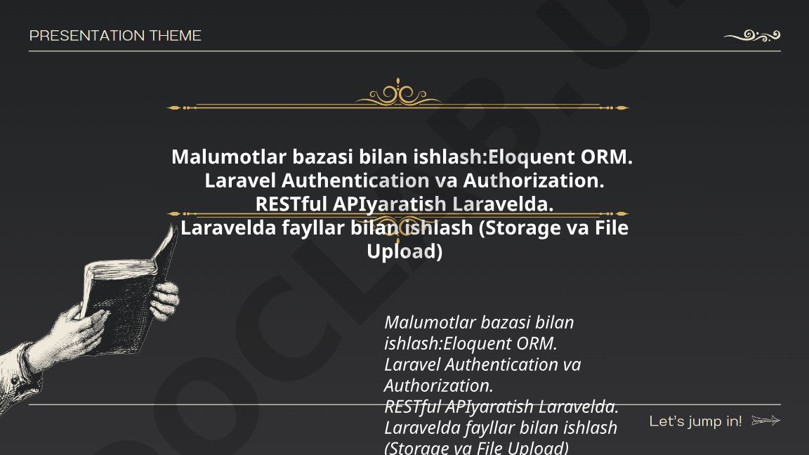 Laravelda malumotlar bazasi, autentifikatsiya va RESTful API