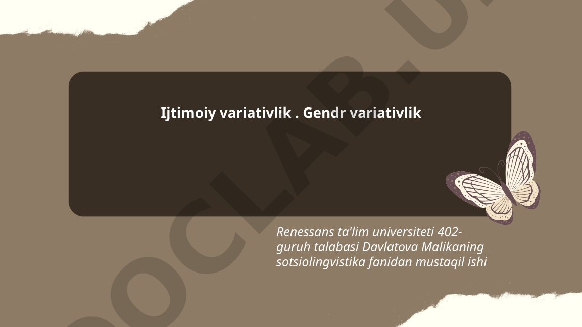 Ijtimoiy variativlik va gendr variativlik