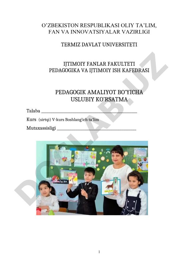 Pedagogik amaliyot bo'yicha uslubiy ko'rsatma