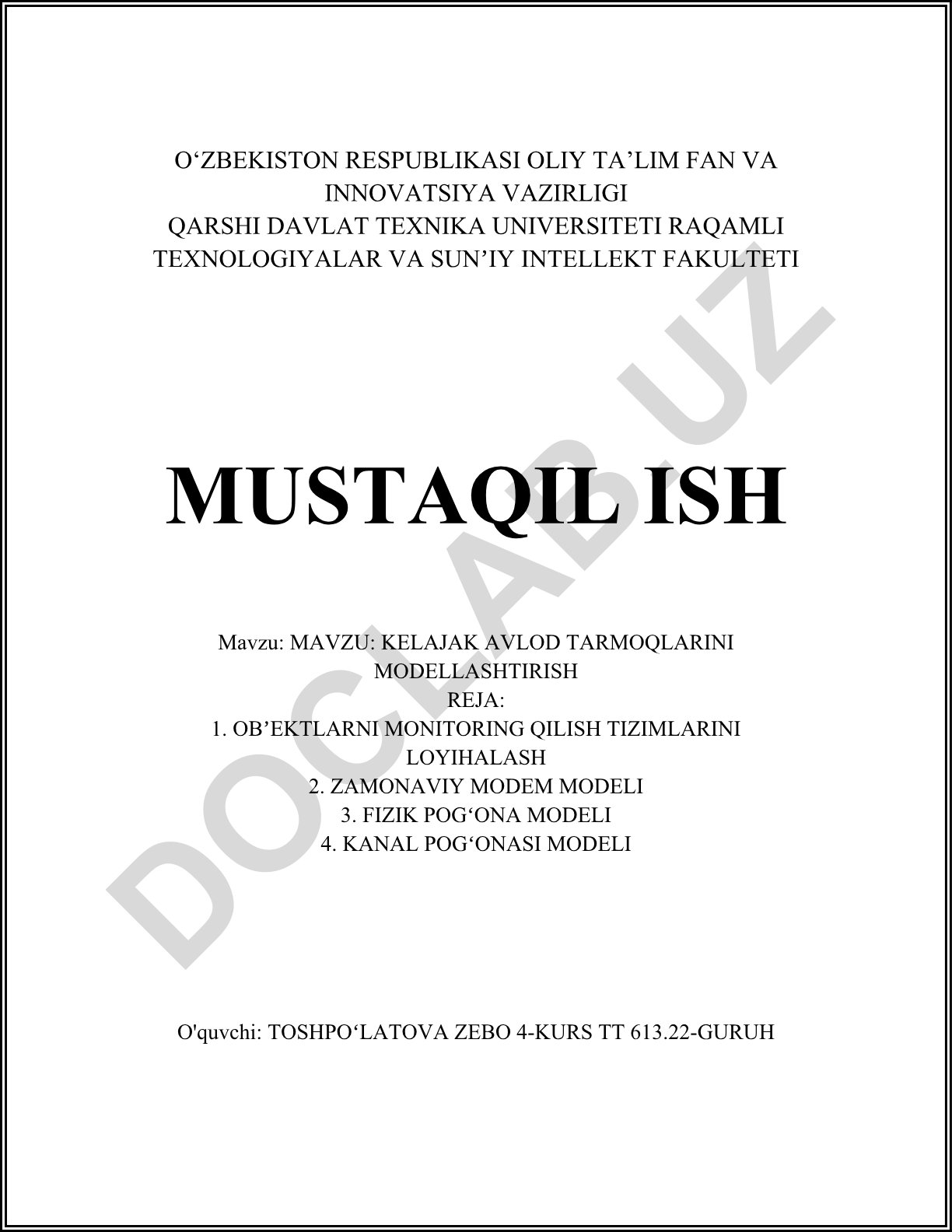 Kelajak avlod tarmoqlarini modellashtirish