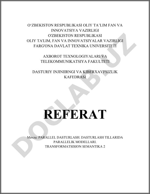 Parallel dasturlash modellari va transformatsion semantika
