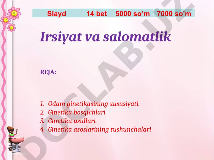 Irsiyat va salomatlik: Odam ginetikasining xususiyati va asoslari