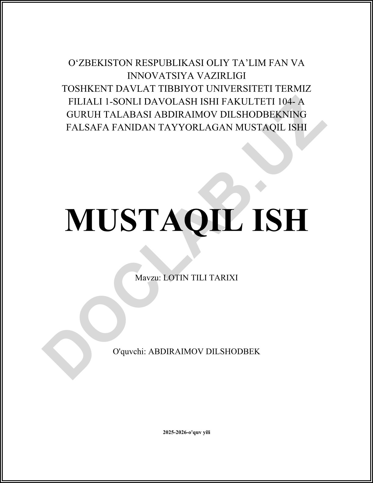 Lotin tili tarixi