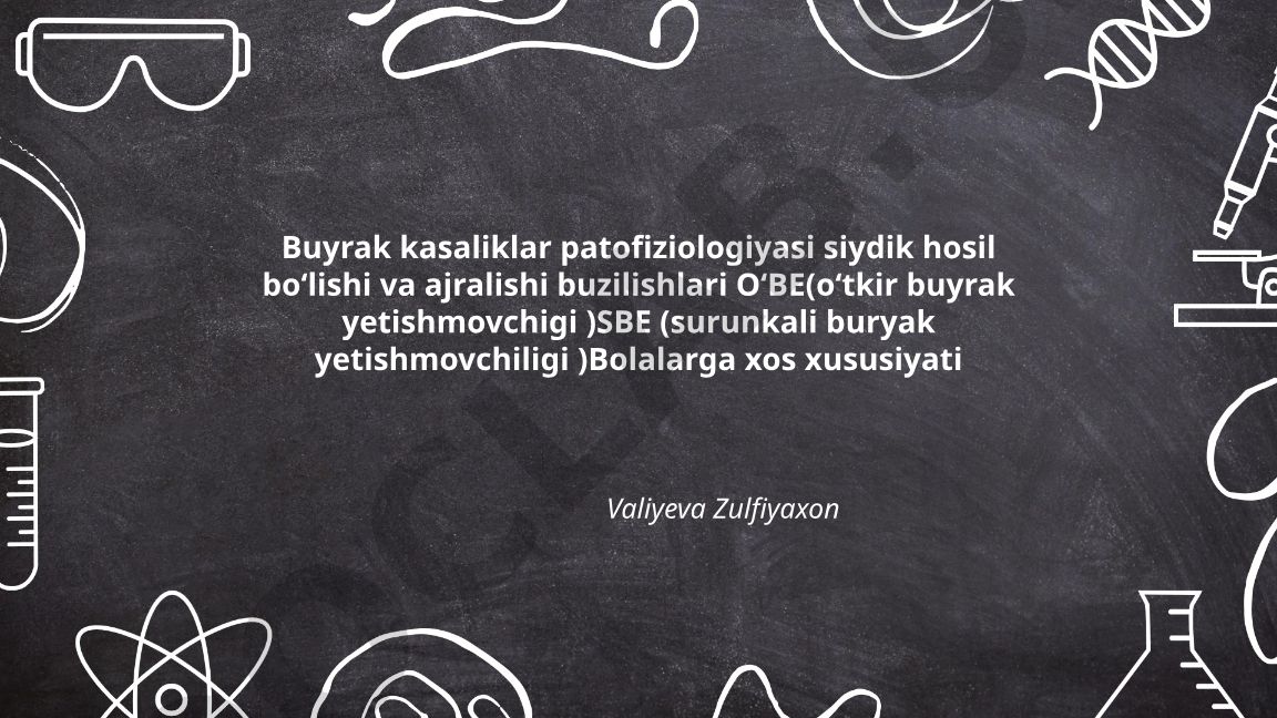 Buyrak kasaliklar patofiziologiyasi va siydik funksiyasi buzilishlari