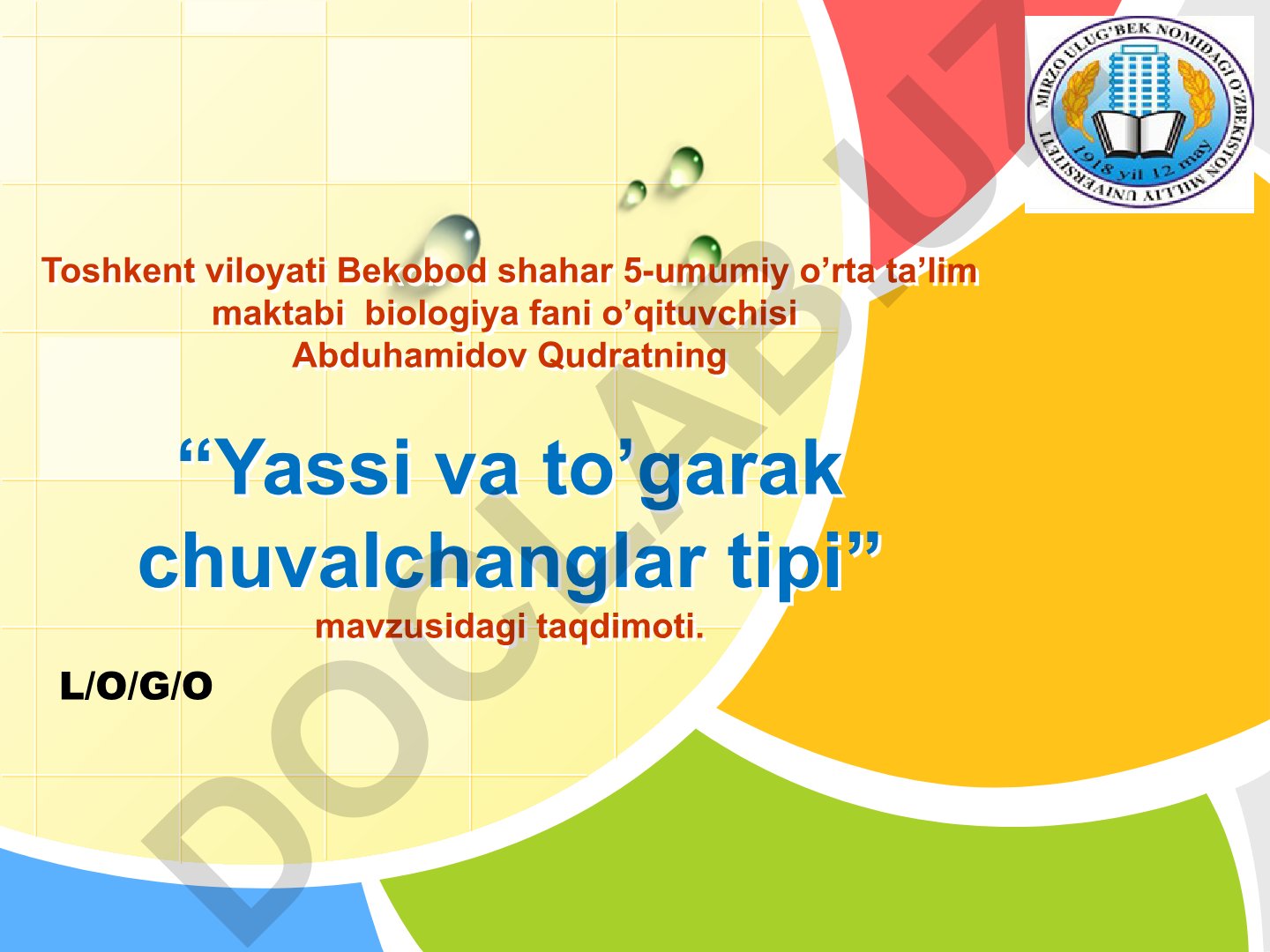 Yassi va to'garak chuvalchanglar tipi