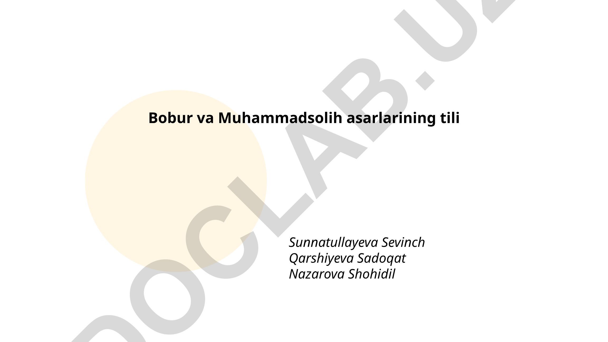 Bobur va Muhammadsolih asarlarining til xususiyatlari