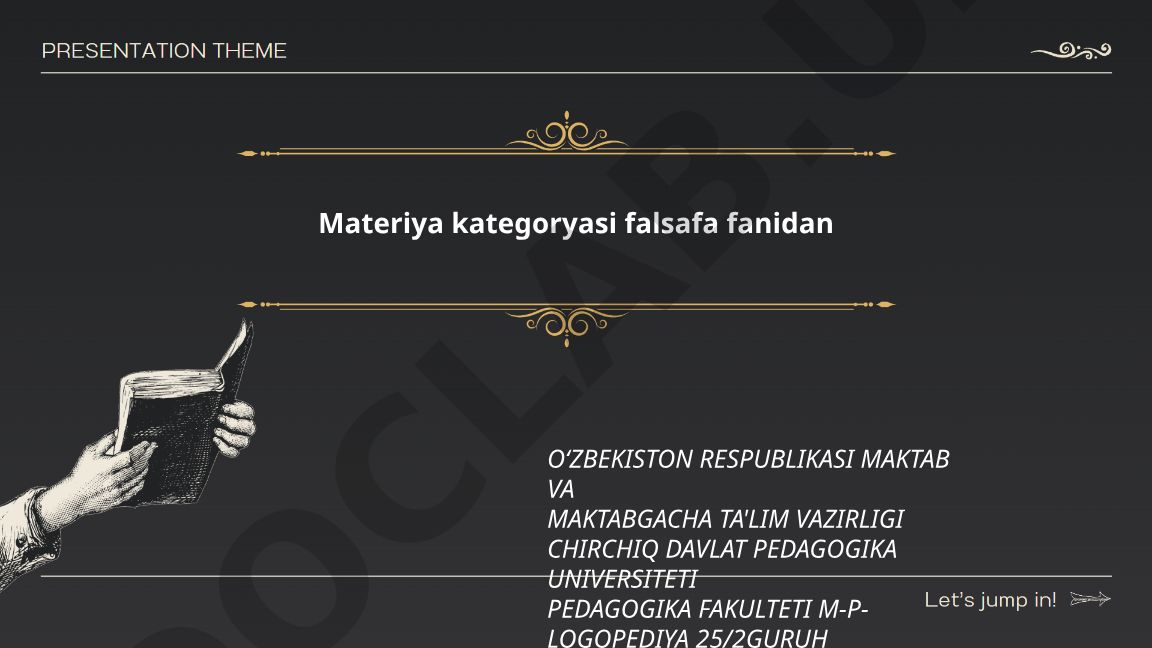 Materiya kategoryasi falsafa fanidan