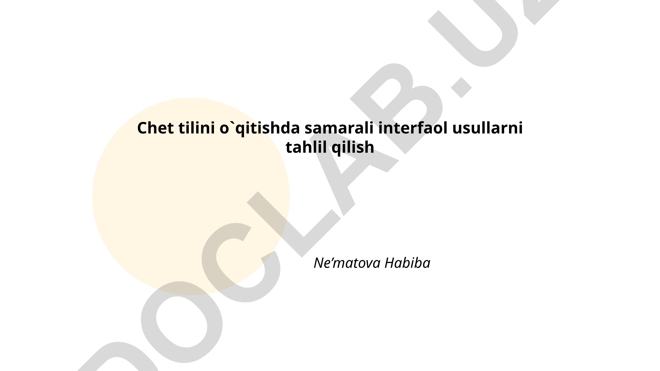 Chet tilini o'qitishda samarali interfaol usullarni tahlil qilish