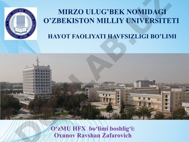 Hayot faoliyati xavfsizligining komfort sharoitlari va ishchi o'rnini ergonomikasini o'rganish