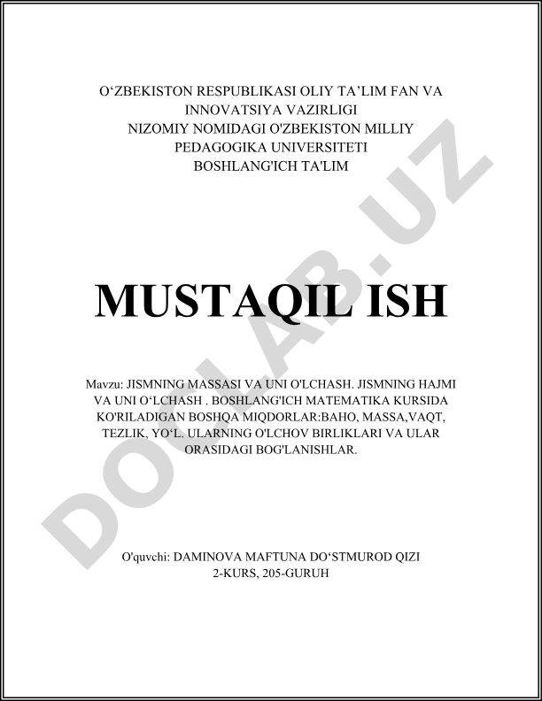 Jismning massasi va uni o'lchash. Jismning hajmi va uni o‘lchash. Boshlang'ich matematika kursida ko'riladigan boshqa miqdorlar