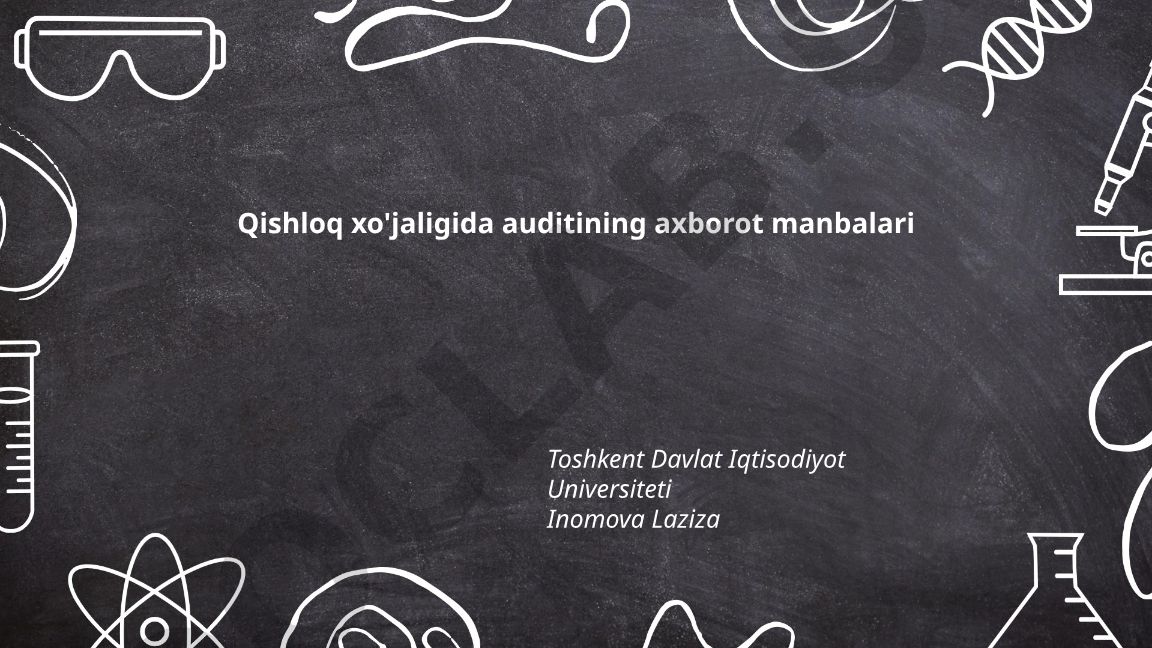 Qishloq xo'jaligida auditning axborot manbalari