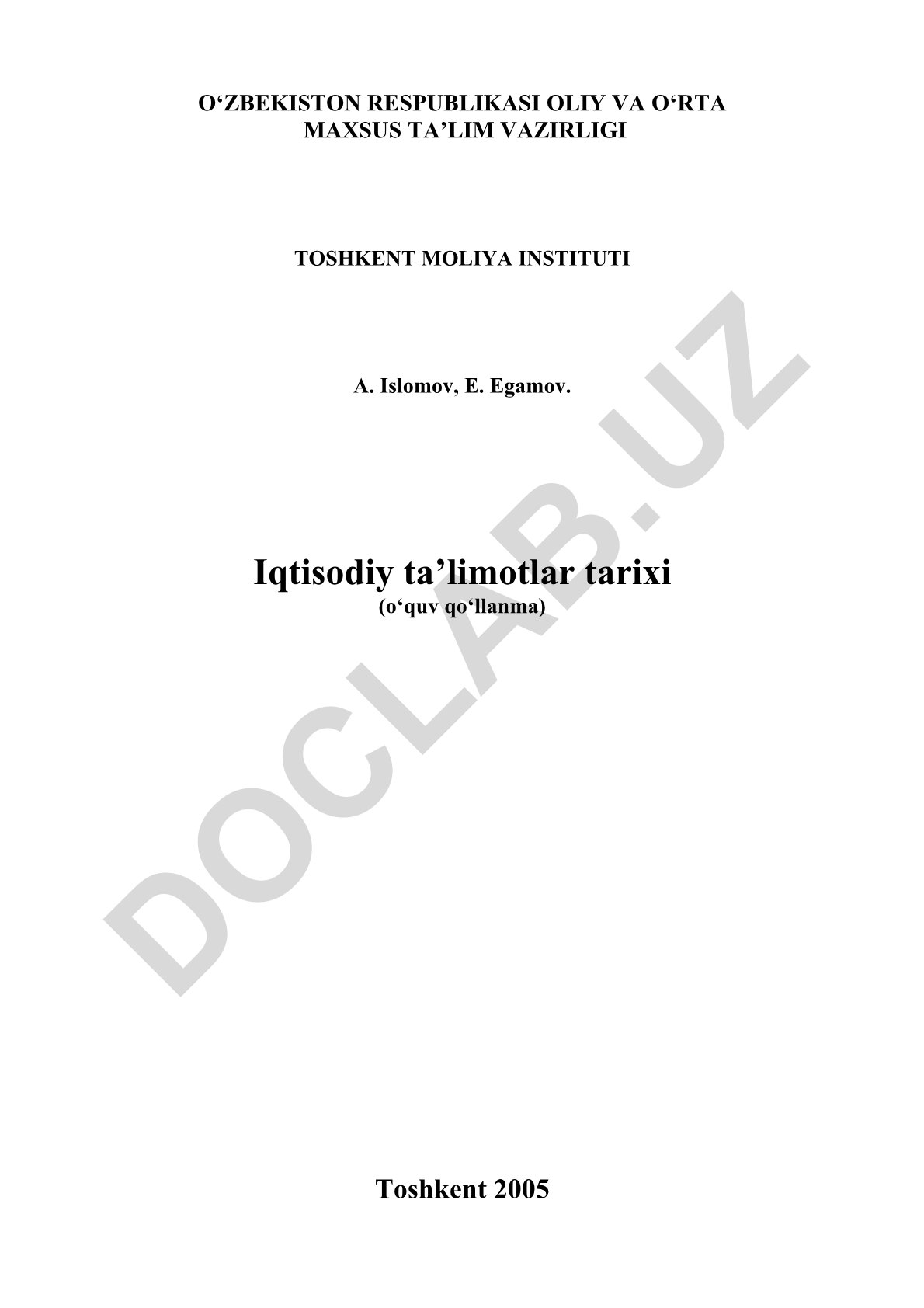 Iqtisodiy ta'limotlar tarixi