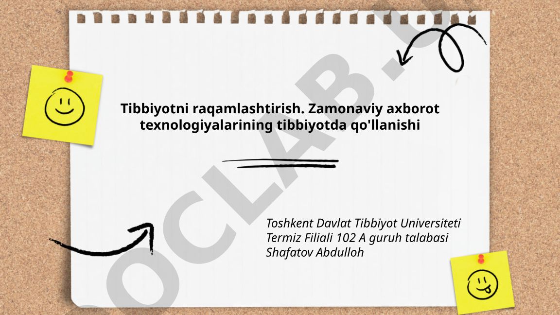 Tibbiyotni raqamlashtirish va zamonaviy axborot texnologiyalarining tibbiyotda qo'llanishi