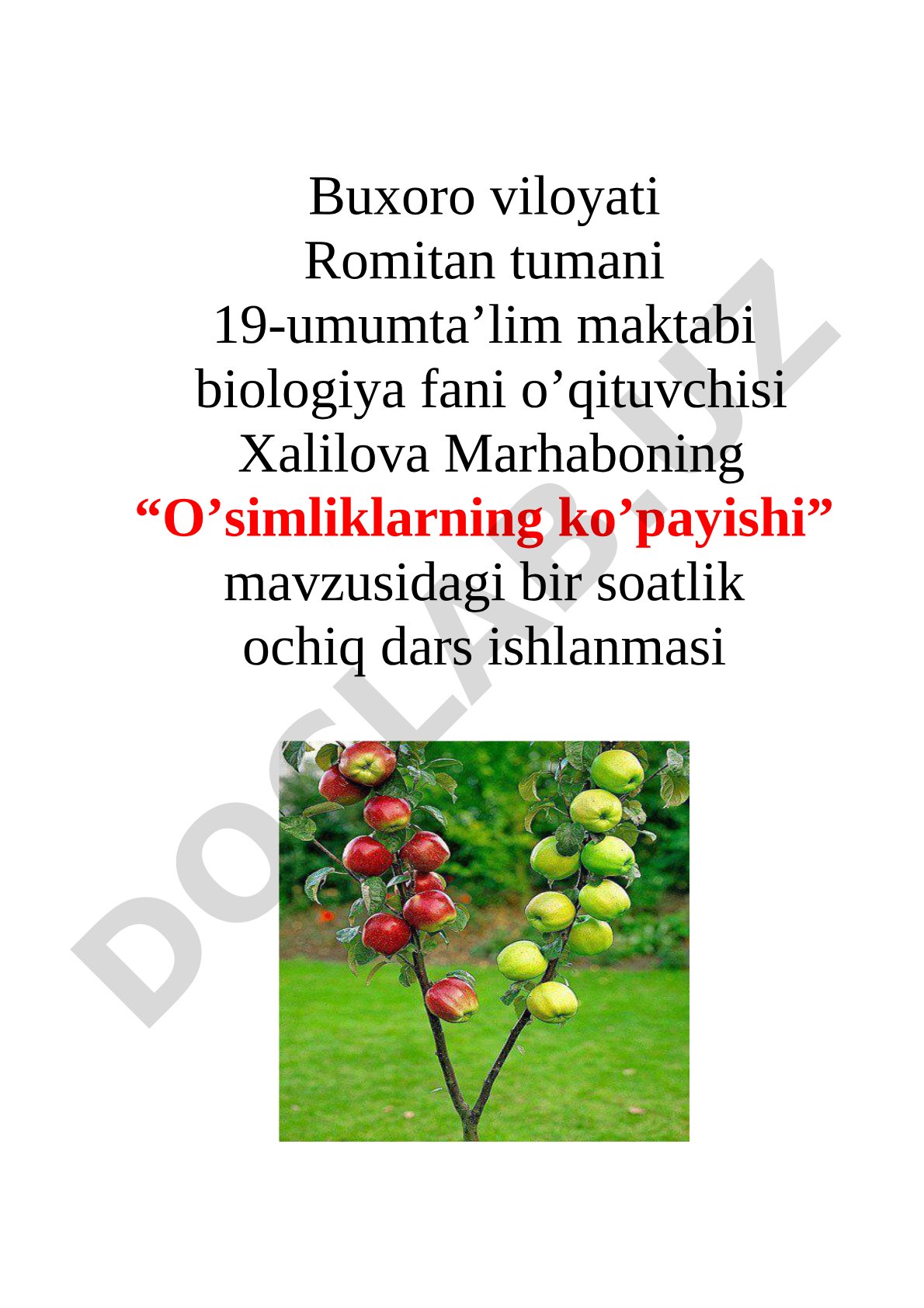 O’simliklarning ko’payishi