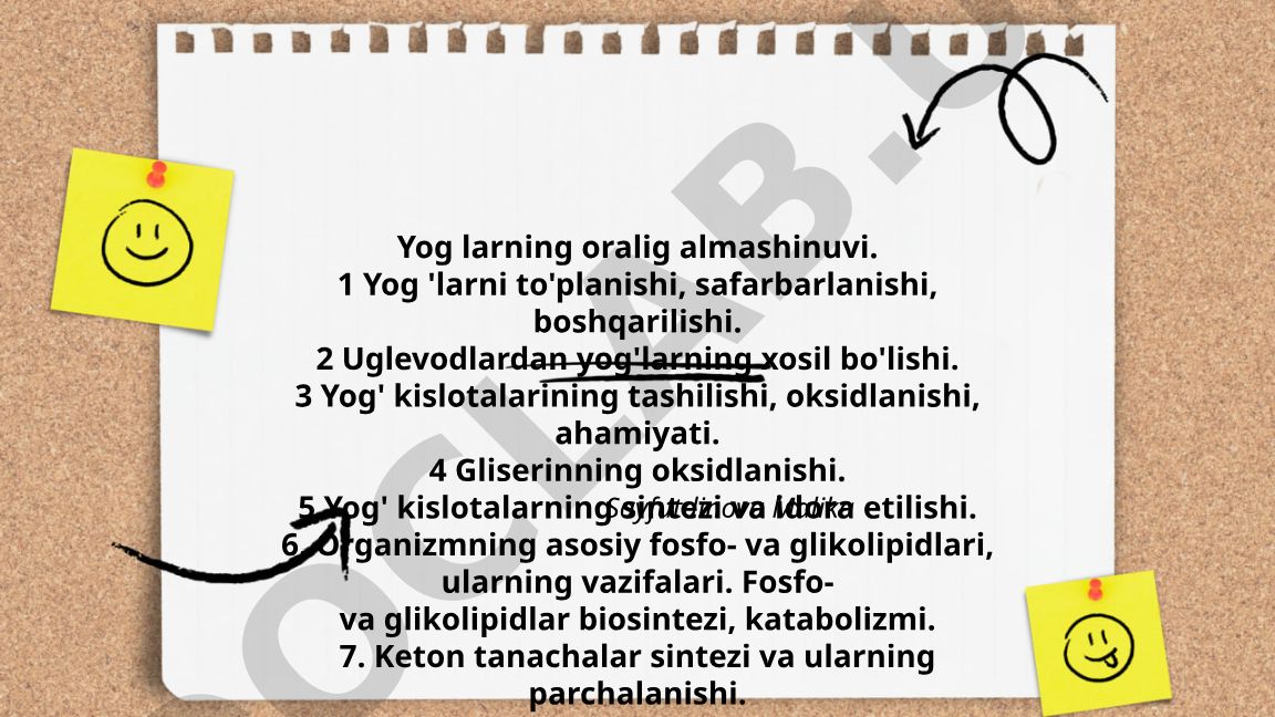 Yog'lar almashinuvi va lipidlar metabolizmi