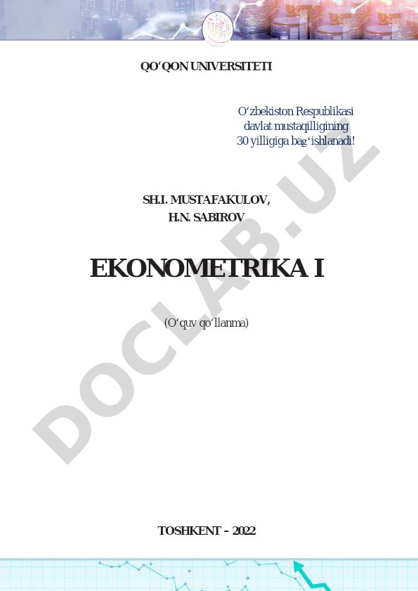 Ekonometrika I o'quv qo'llanmasi