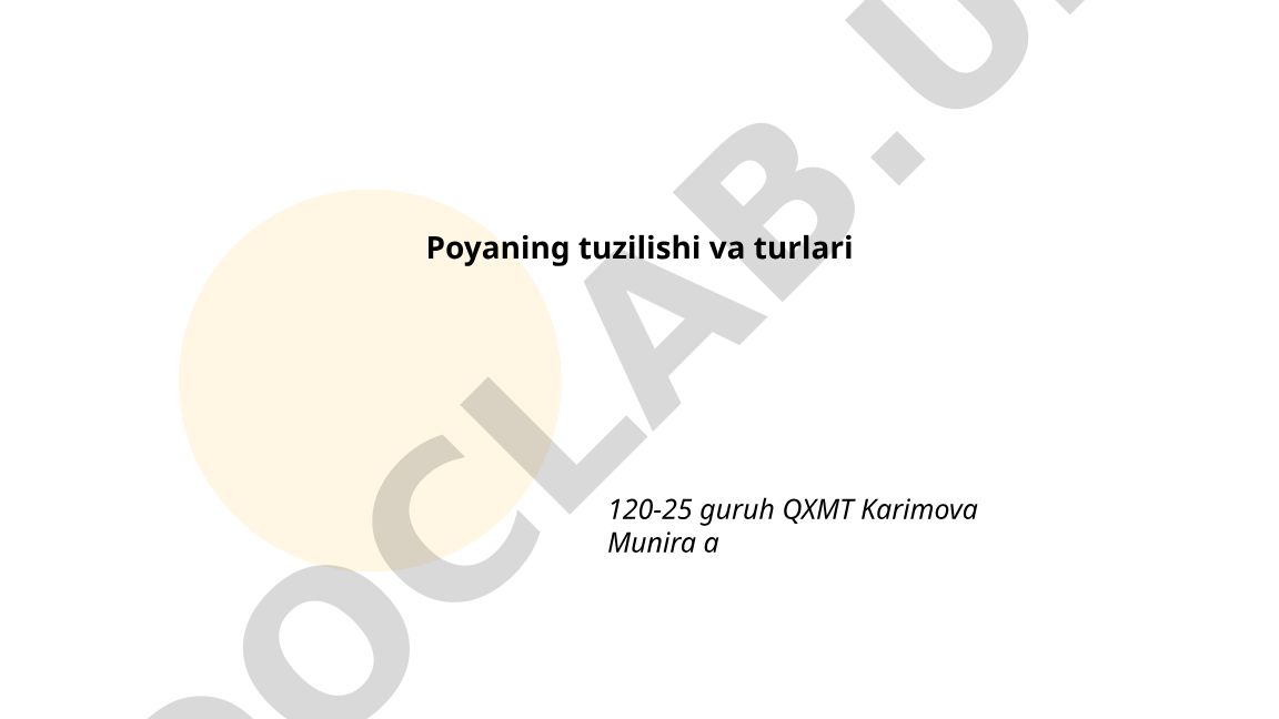 Poyaning tuzilishi va turlari