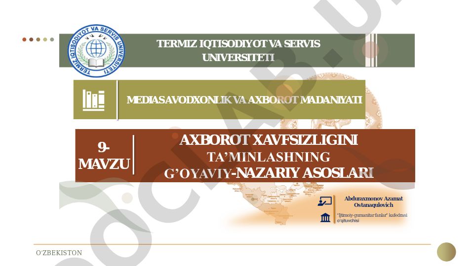 O'zbekistonda axborot-psixologik xavfsizlikni ta'minlashning g'oyaviy-nazariy asoslari