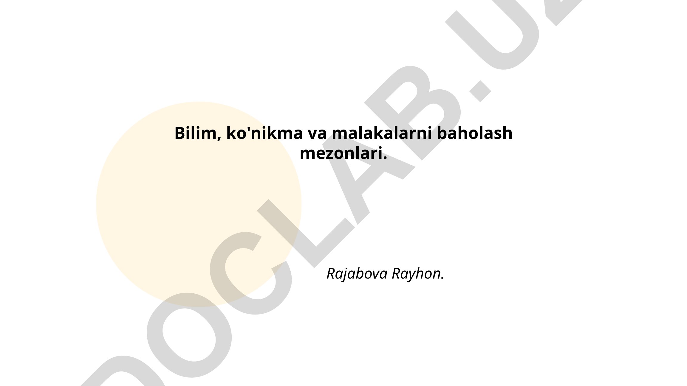 Bilim, ko'nikma va malakalarni baholash mezonlari