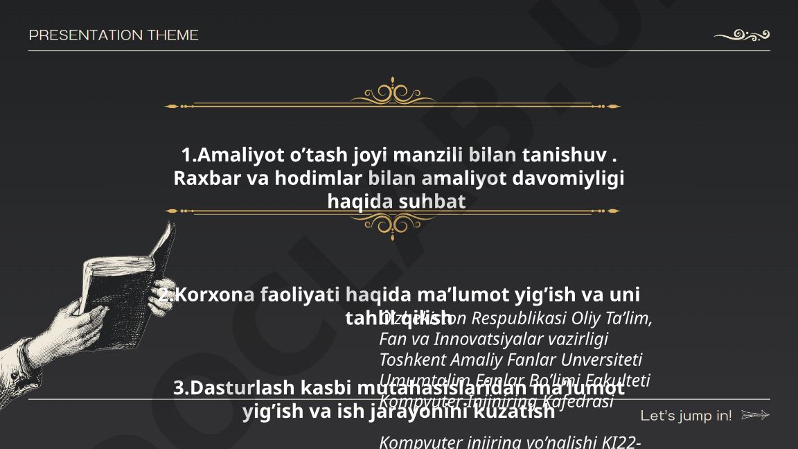 Malakaviy amaliyot hisoboti