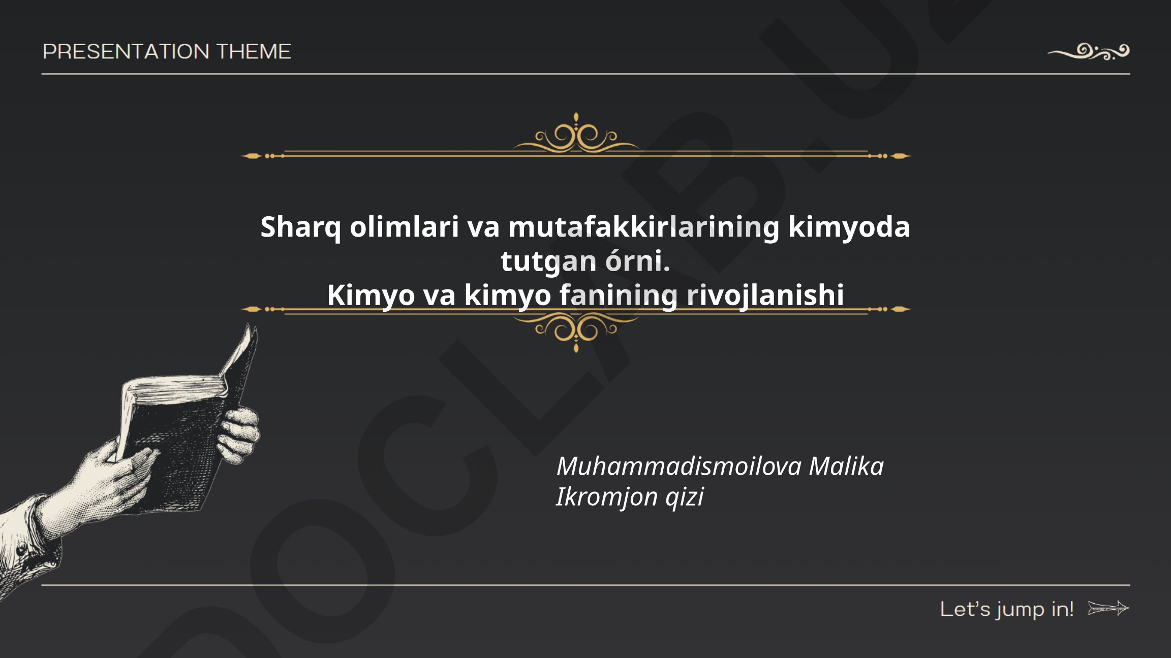 Sharq olimlari va mutafakkirlarining kimyoda tutgan o'rni