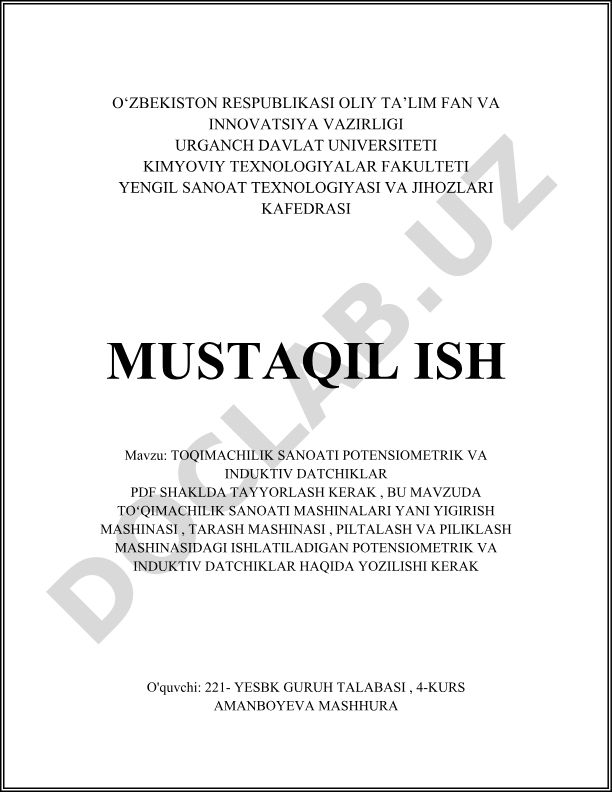 To'qimachilik sanoati potensiometrik va induktiv datchiklar