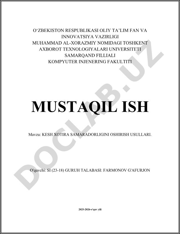 Kesh xotira samaradorligini oshirish usullari